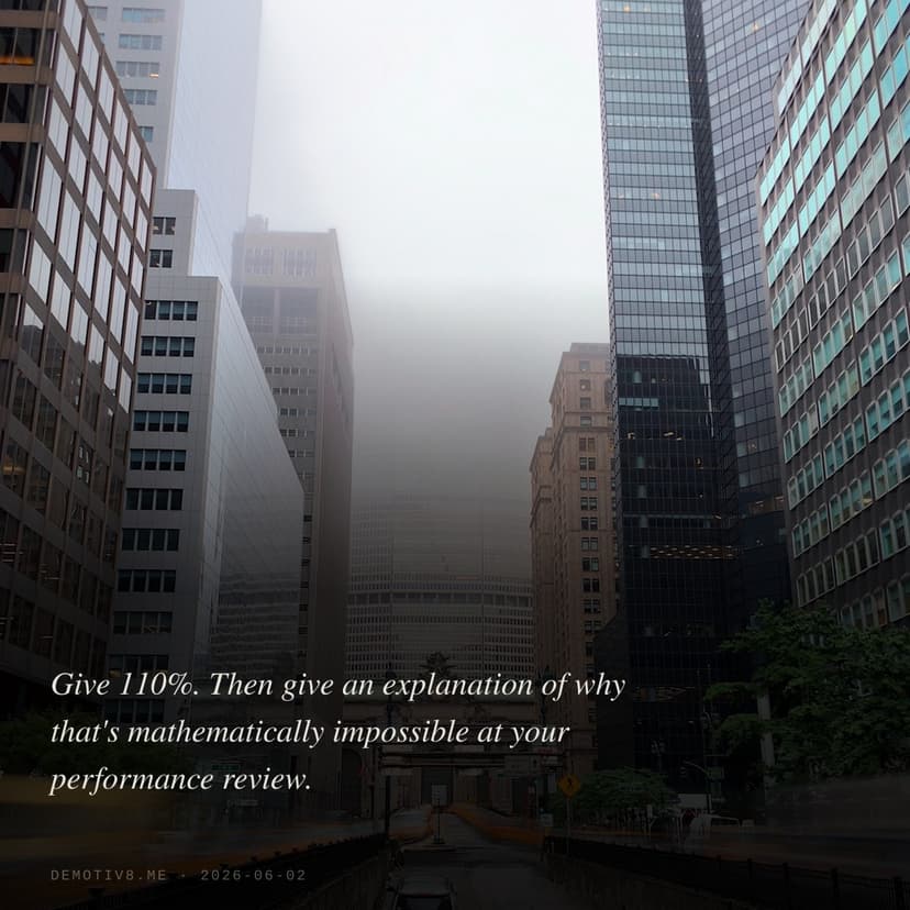 Give 110%. Then give an explanation of why that's mathematically impossible at your performance review.