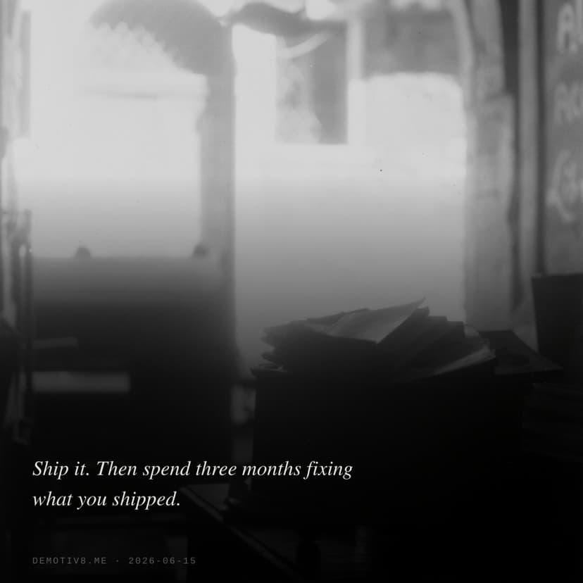 Ship it. Then spend three months fixing what you shipped.