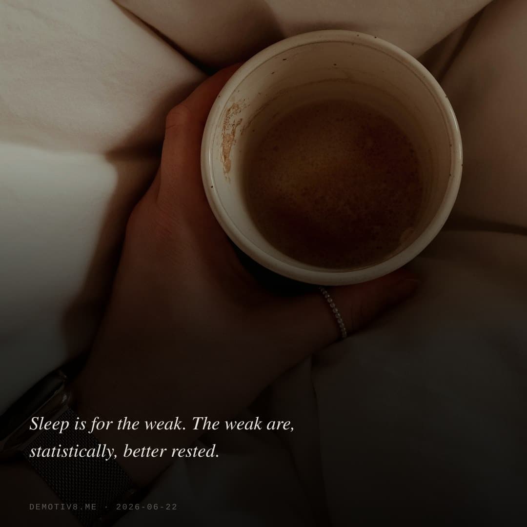 Sleep is for the weak. The weak are, statistically, better rested.