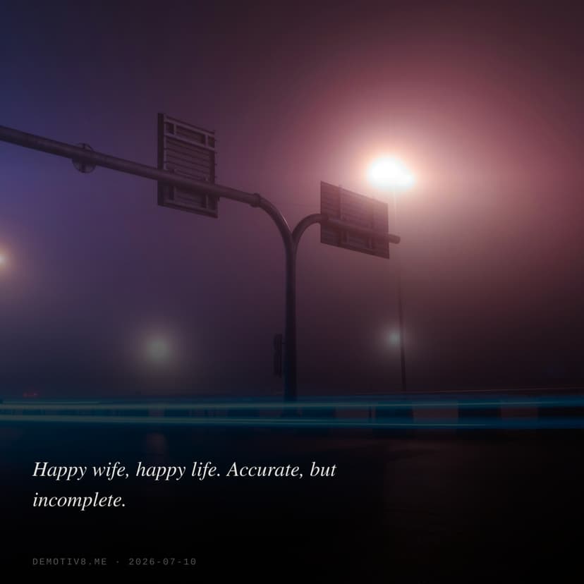Happy wife, happy life. Accurate, but incomplete.