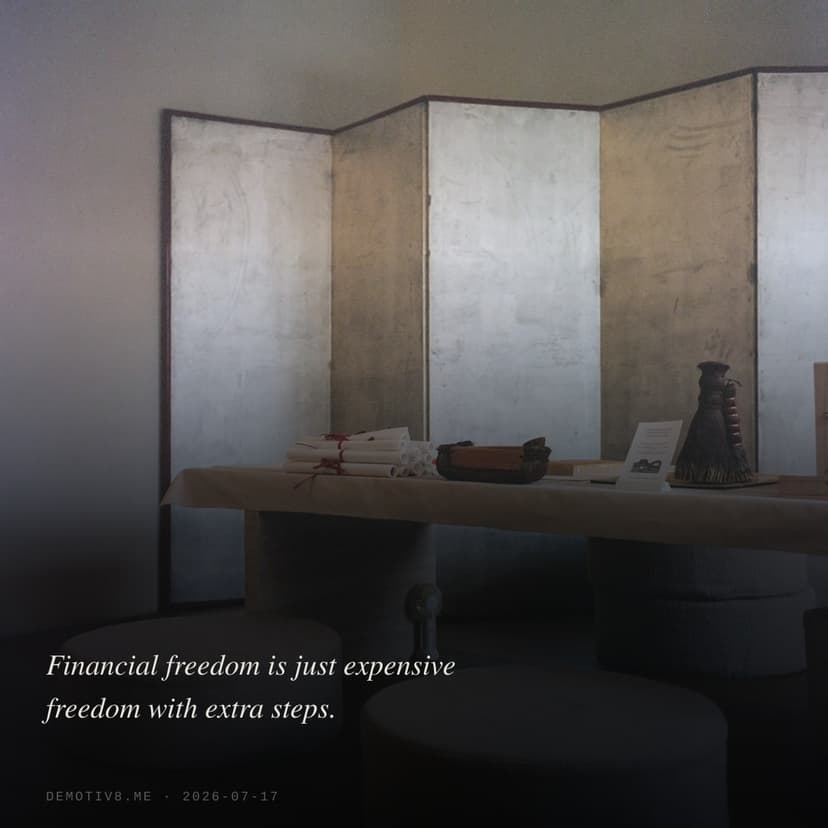 Financial freedom is just expensive freedom with extra steps.