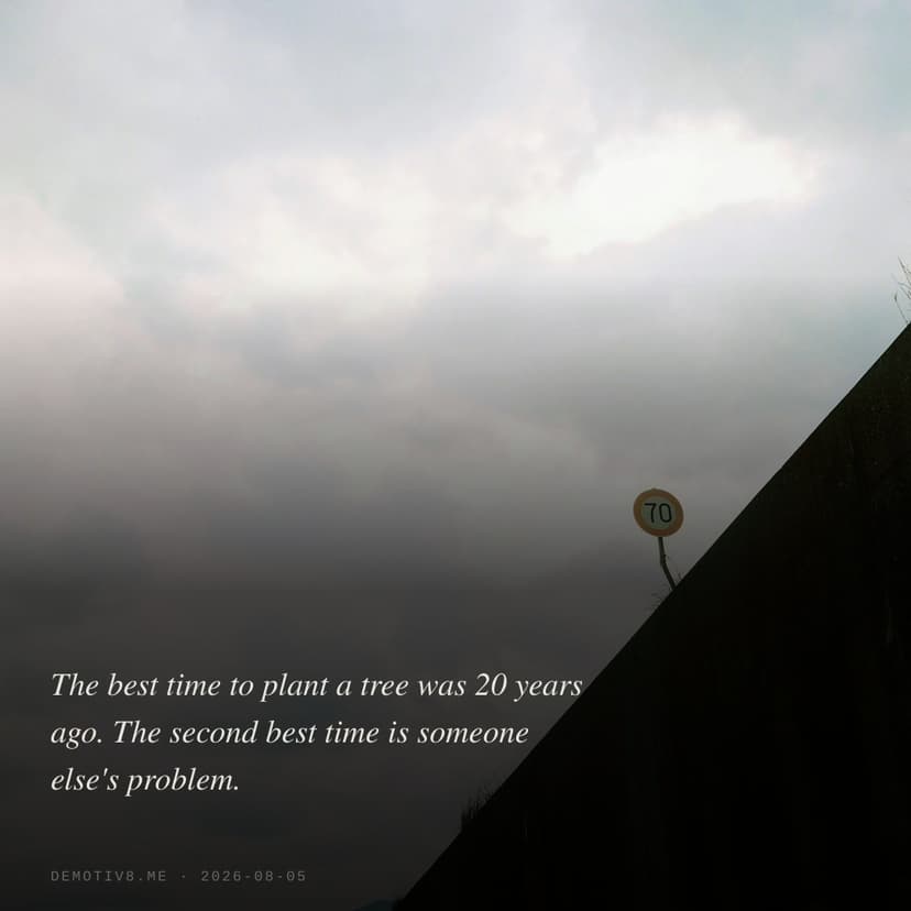 The best time to plant a tree was 20 years ago. The second best time is someone else's problem.
