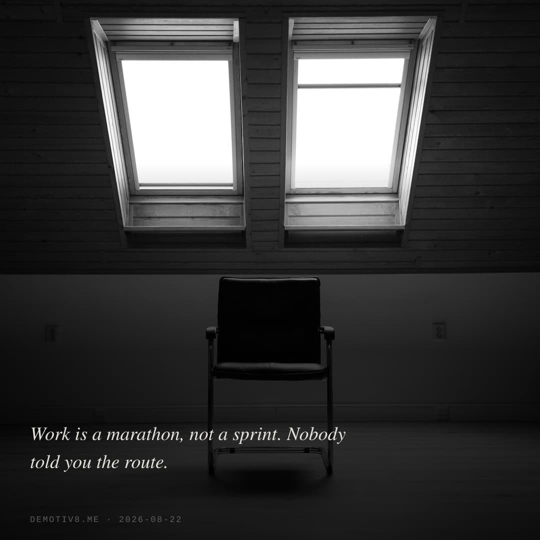 Work is a marathon, not a sprint. Nobody told you the route.
