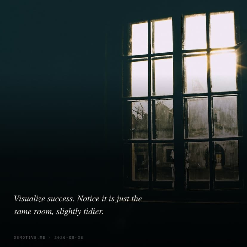 Visualize success. Notice it is just the same room, slightly tidier.