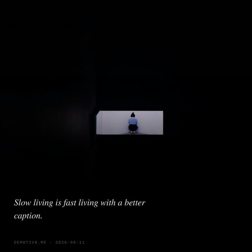 Slow living is fast living with a better caption.
