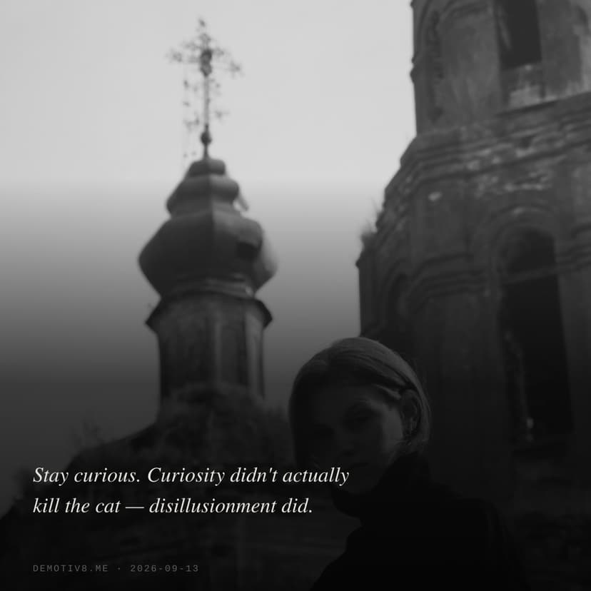 Stay curious. Curiosity didn't actually kill the cat — disillusionment did.