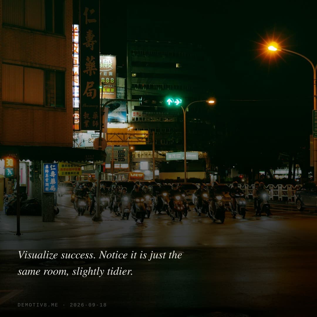 Visualize success. Notice it is just the same room, slightly tidier.