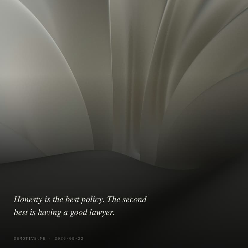 Honesty is the best policy. The second best is having a good lawyer.