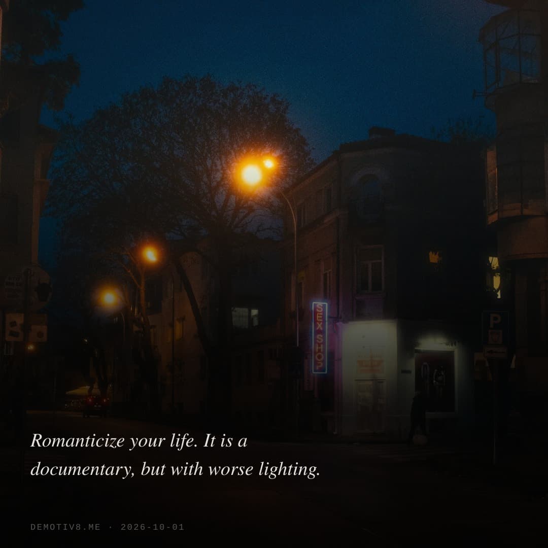 Romanticize your life. It is a documentary, but with worse lighting.