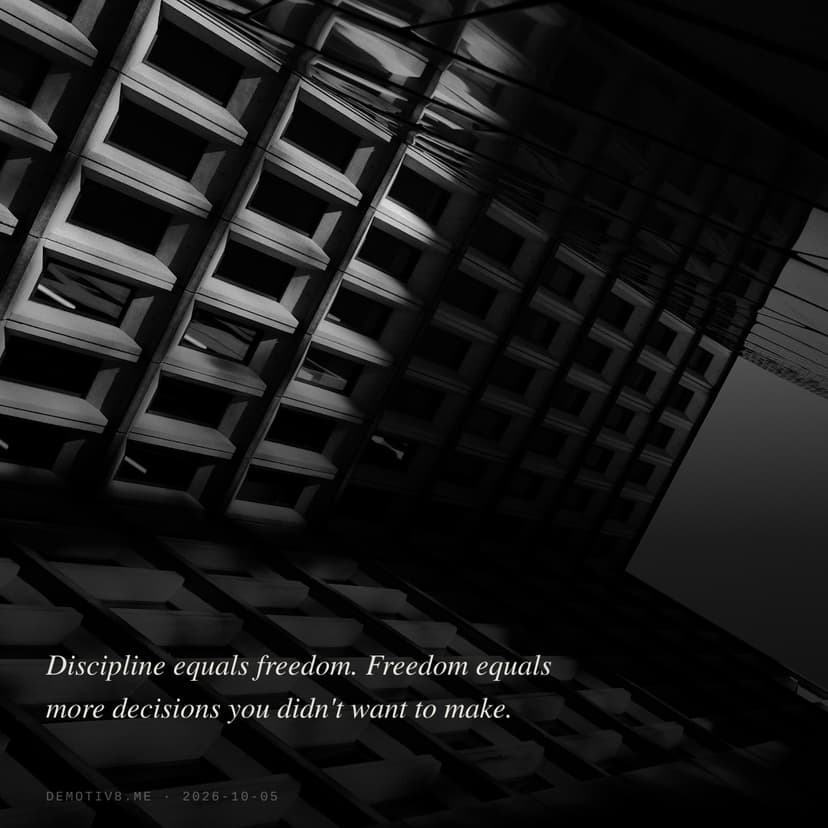Discipline equals freedom. Freedom equals more decisions you didn't want to make.