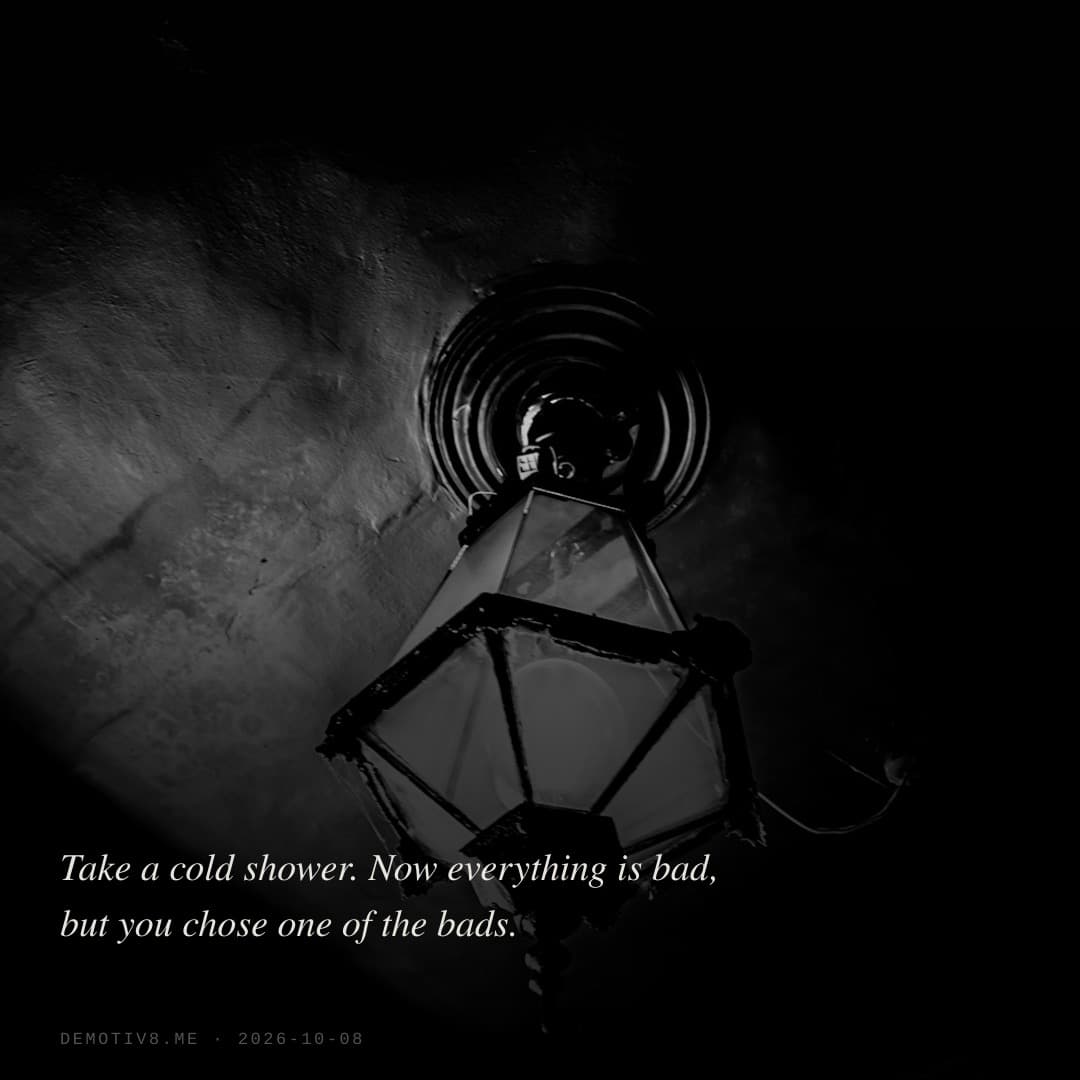 Take a cold shower. Now everything is bad, but you chose one of the bads.