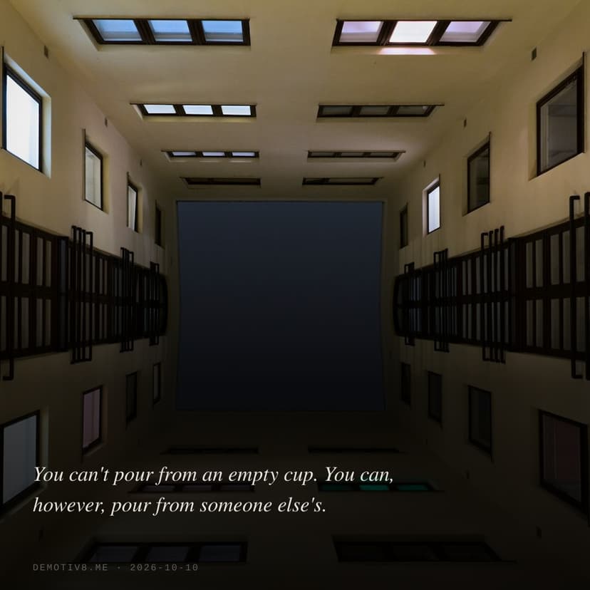 You can't pour from an empty cup. You can, however, pour from someone else's.
