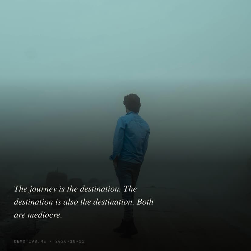 The journey is the destination. The destination is also the destination. Both are mediocre.