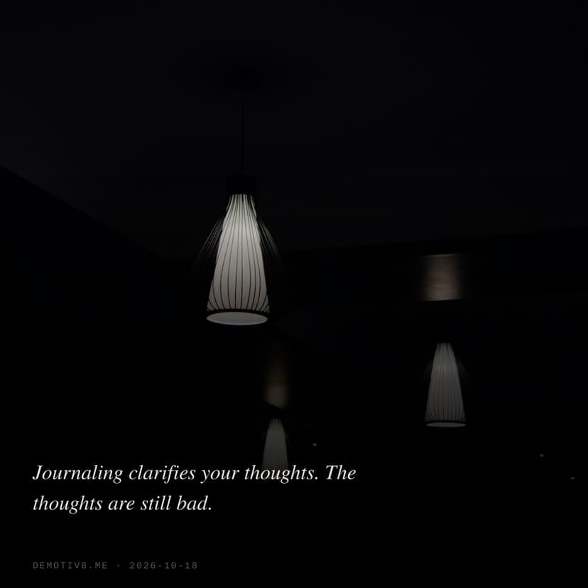 Journaling clarifies your thoughts. The thoughts are still bad.