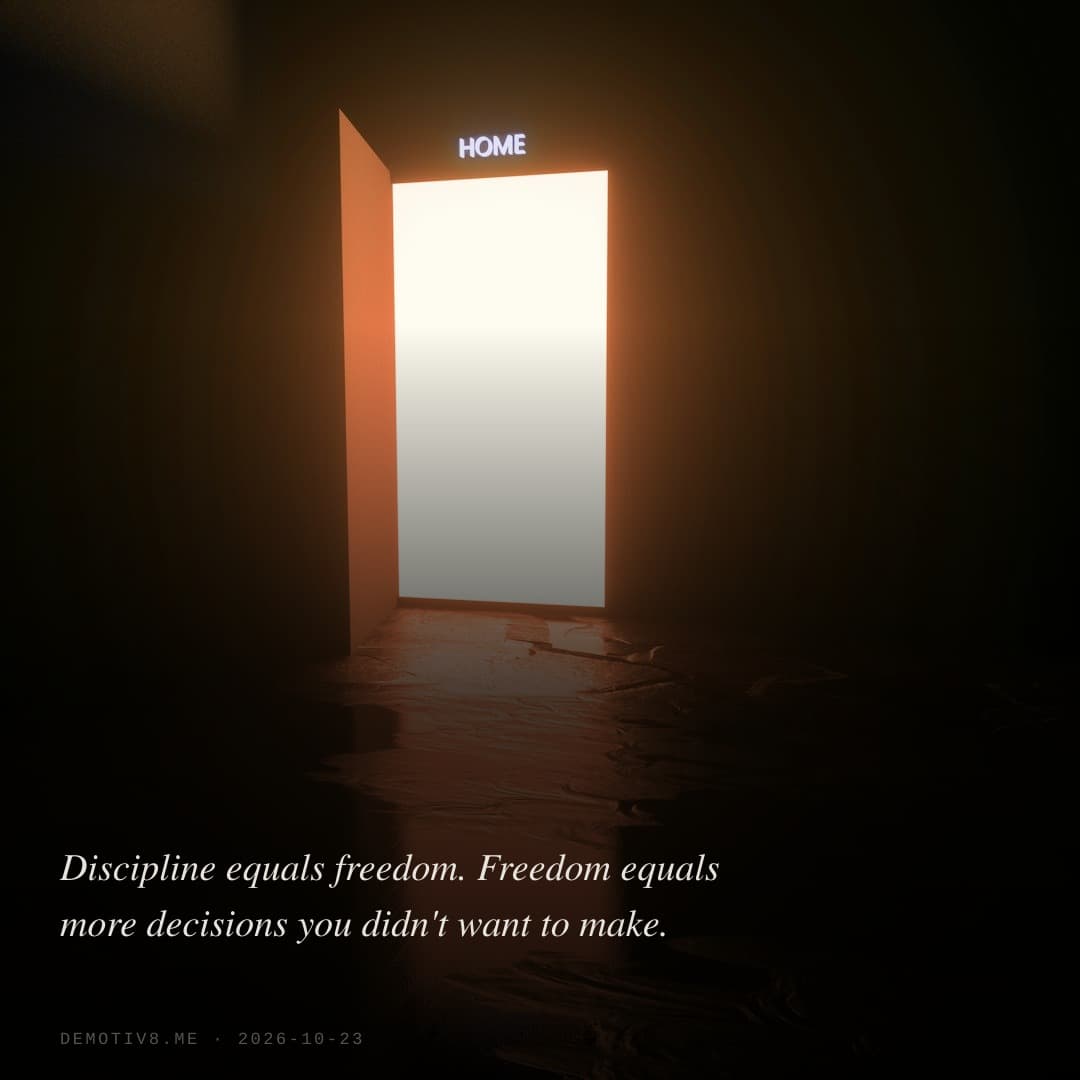 Discipline equals freedom. Freedom equals more decisions you didn't want to make.