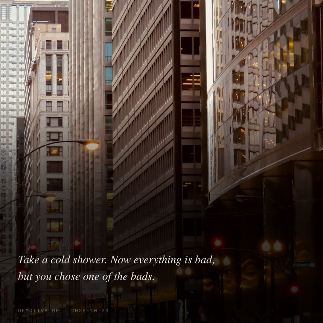 Take a cold shower. Now everything is bad, but you chose one of the bads.